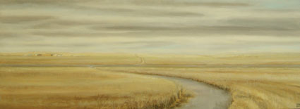 CAMINO DEL CANAL (CAMPO DE VALLECAS), 2005 Óleo sobre lienzo, 42 x 114 cm.