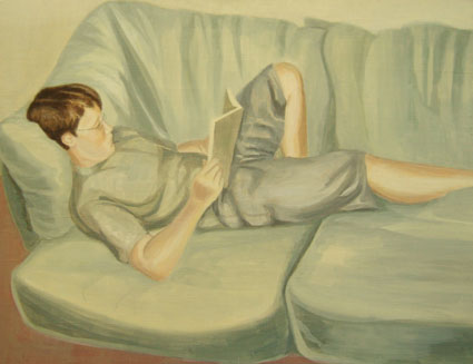 JAVIERETE LEYENDO, 2006 Óleo sobre tabla, 75 x 100 cm.