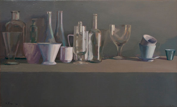 Alberto Pina Botellas óleo sobre lienzo, 63x40 cm.