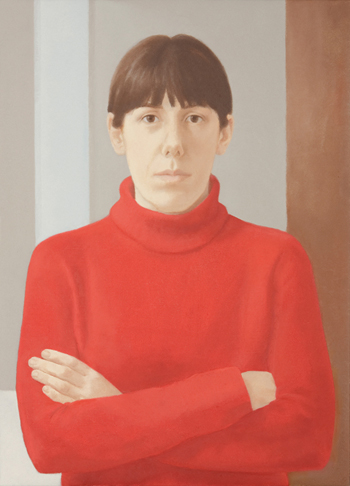 Elena Goñi Autorretrato Rojo, 2010. Óleo sobre lienzo. 100 x 100 cm.