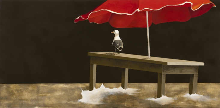 Gaviota en el muelle, 2011 Acrílico sobre lienzo, 140X70 cm.