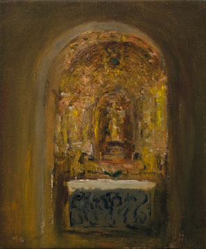 Miguel Galano Altar portugués, 1998, óleo sobre lienzo, 27x22 cm.