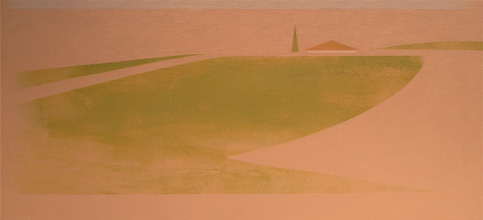 Chema Peralta Casa con Jardín (2006). Acrílico sobre tela, 19 x 41 cm.