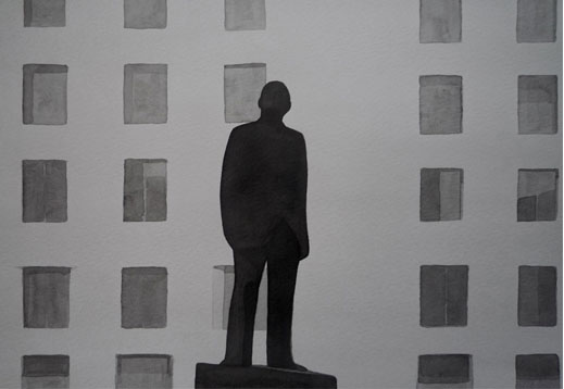 Monument, 2010, tinta china sobre papel Montval, 21 x 29,7 cm.