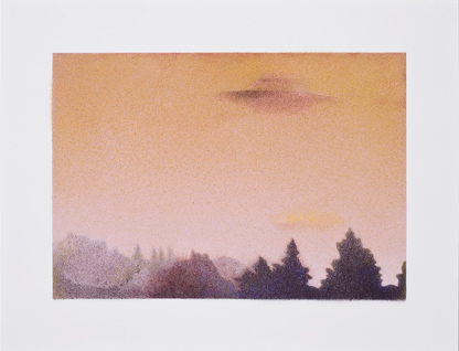 Agosto,  2014.  Flashe y gouache sobre papel Arches  Papel 61 x 46 cm / Imagen 47 x 12 cm