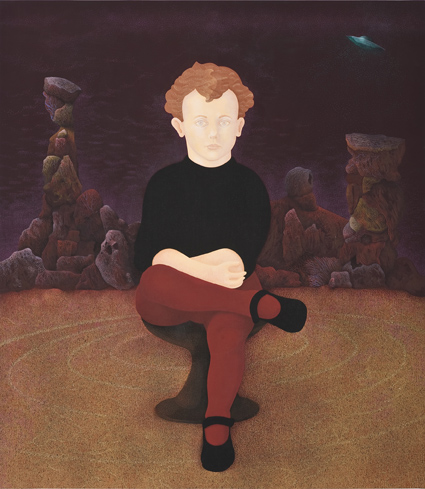 El extraño, 2012.  Flashe y temple de huevo sobre tablex  67 x 76 cm