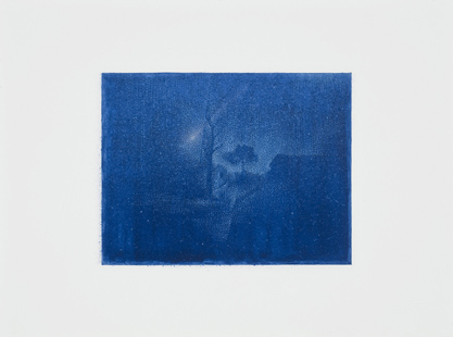 La noche,  2014.  Flashe y gouache sobre papel Arches  Papel 31 x 23 cm / Imagen 17 x 13 cm