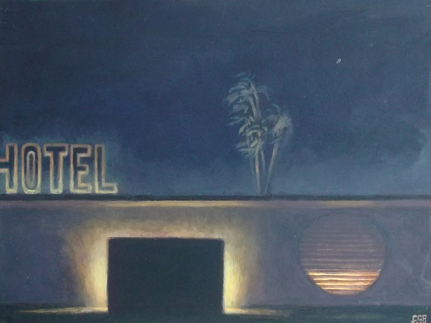 Hotel (2015). Óleo/cartón, 23 x 30 cm.