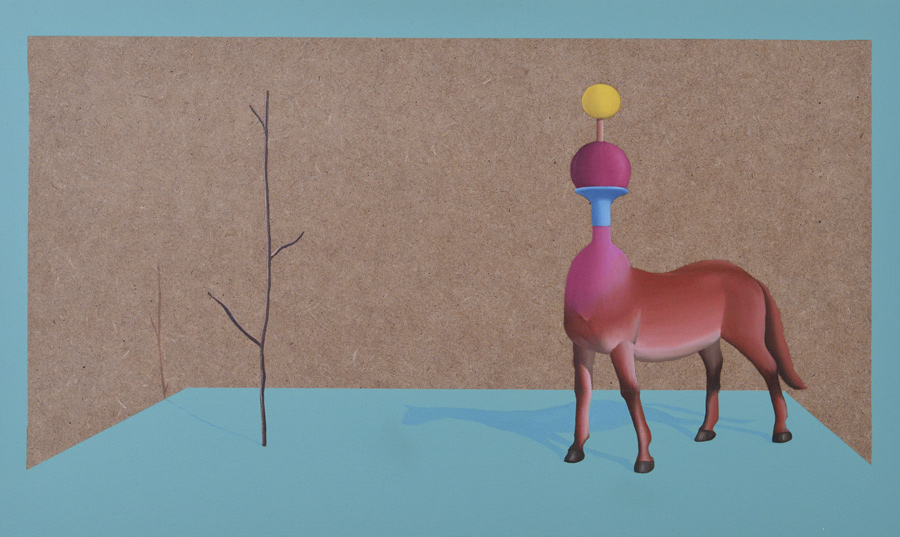 Ilusorio de caballo II - 2016 -  Óleo sobre madera.46x27cm