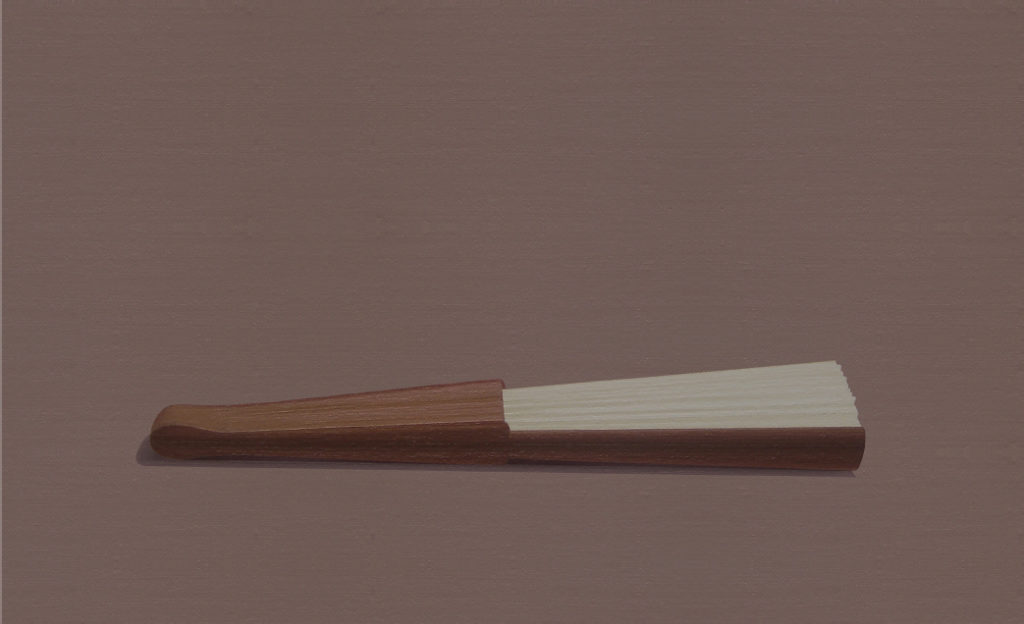 Abanico blanco (2014). Acrílico sobre tela, 22 x 34 cm.