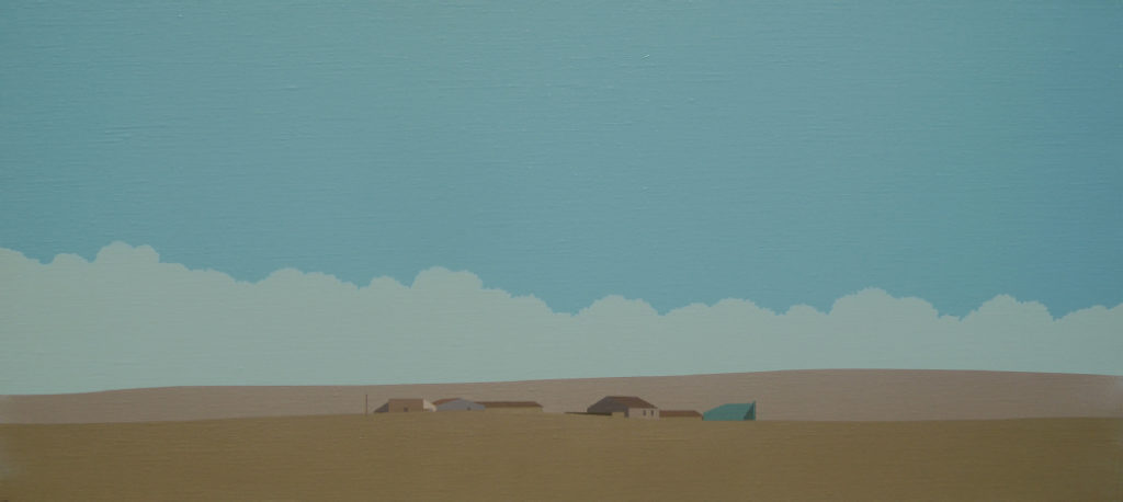 Frontón (2016). Acrílico sobre tela, 31 x 68 cm.