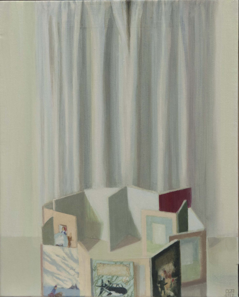 Casa de tintines II, 2017, óleo / lienzo, 41 x 33 cm. 