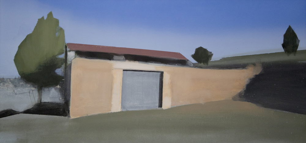 El Corral. Óleo sobre lienzo. 47 x 97 cm.