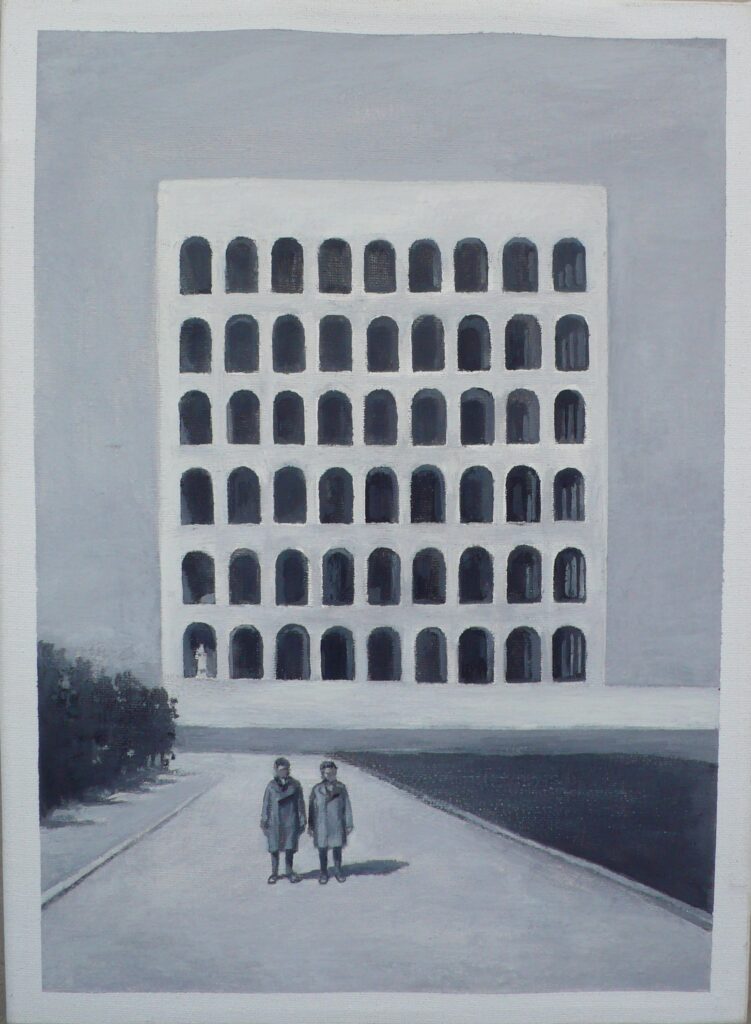 Giulio y Luciano en el EUR oleo-lienzo 33x24 cm