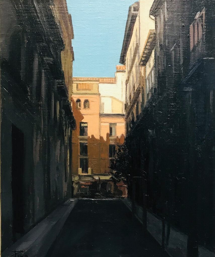 Alberto Pina. Calle Reina, 2020, O/L, 22x27 cm