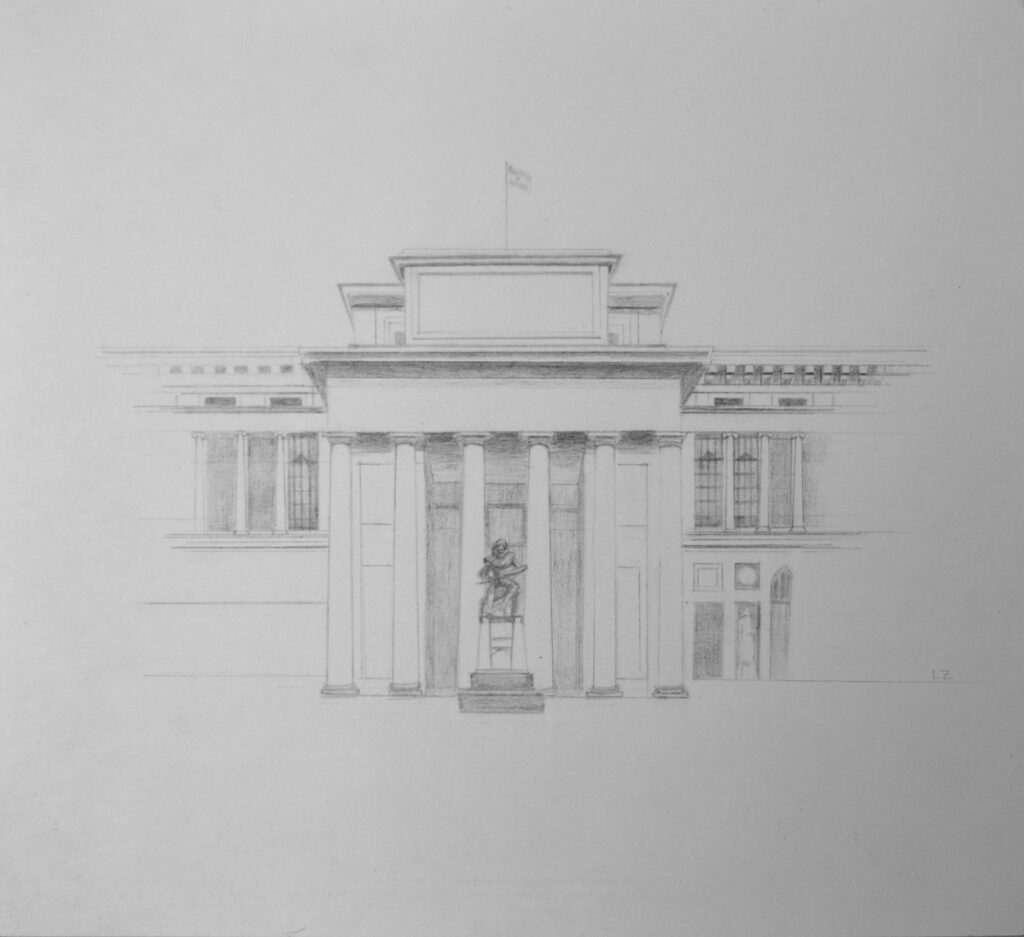 Leticia Zarza. Museo del Prado, 2020, grafito sobre papel, 23x25 cm.