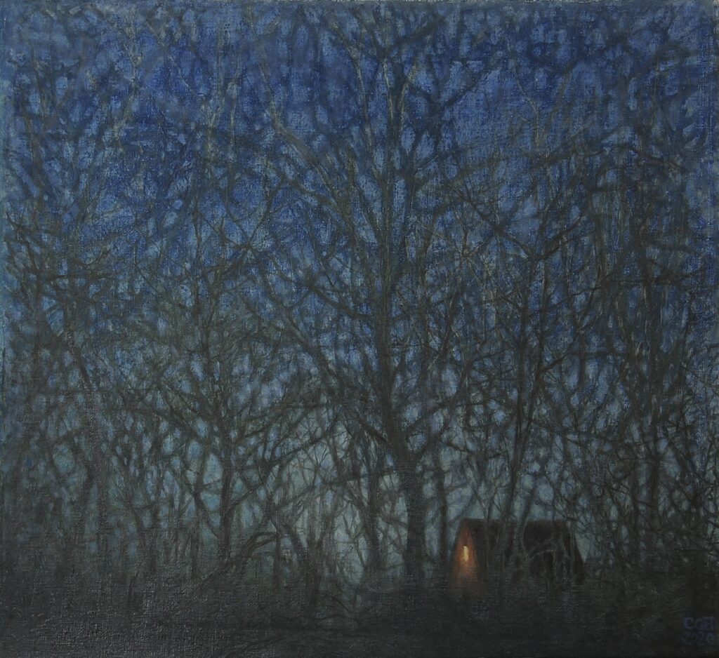 27 Una luz en la noche - óleo / lienzo – 38 x 41 – 2020 