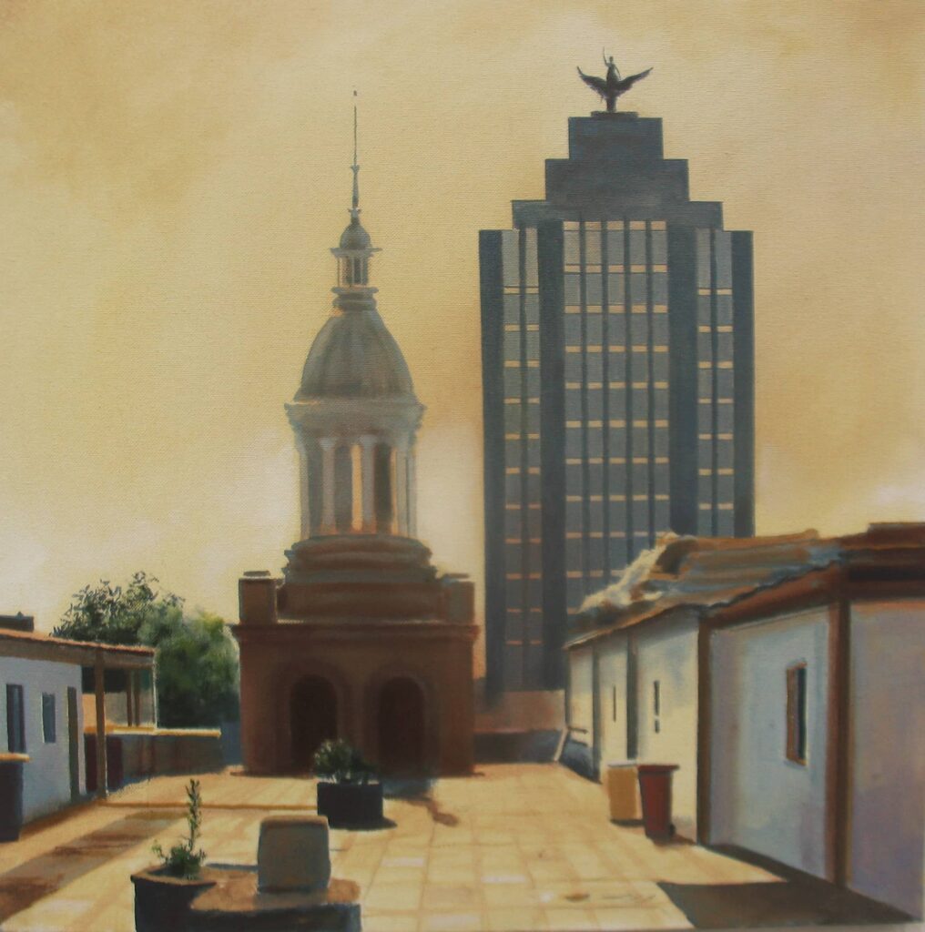 LA TERRAZA  46x46 Óleo tela 