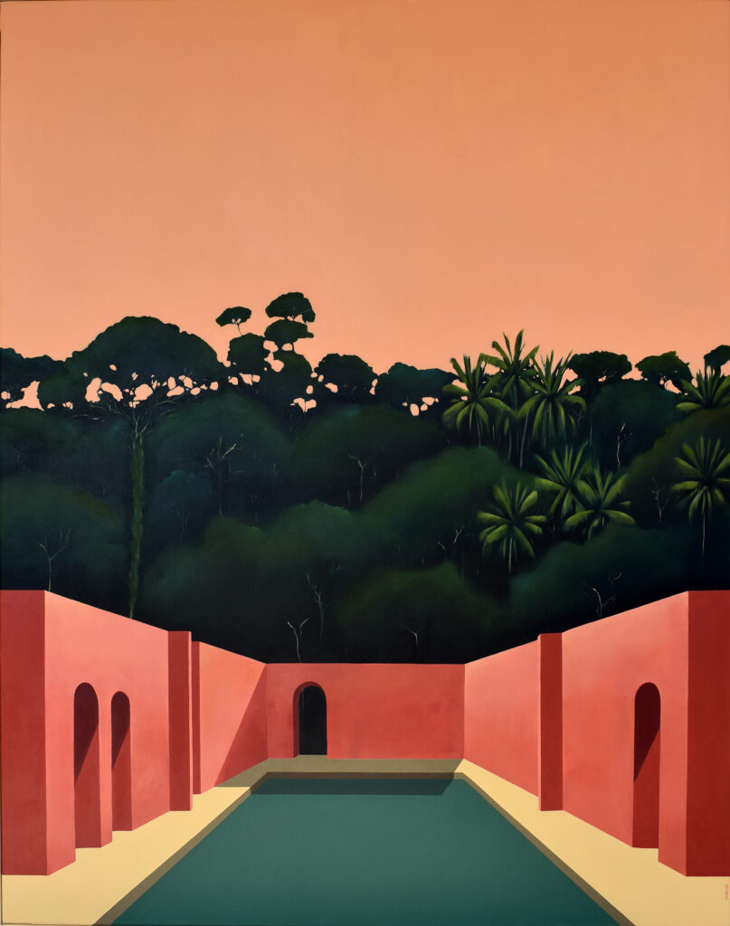 Piscina en tiempos de pandemia II Acrílico/lienzo 114 x 146 cm