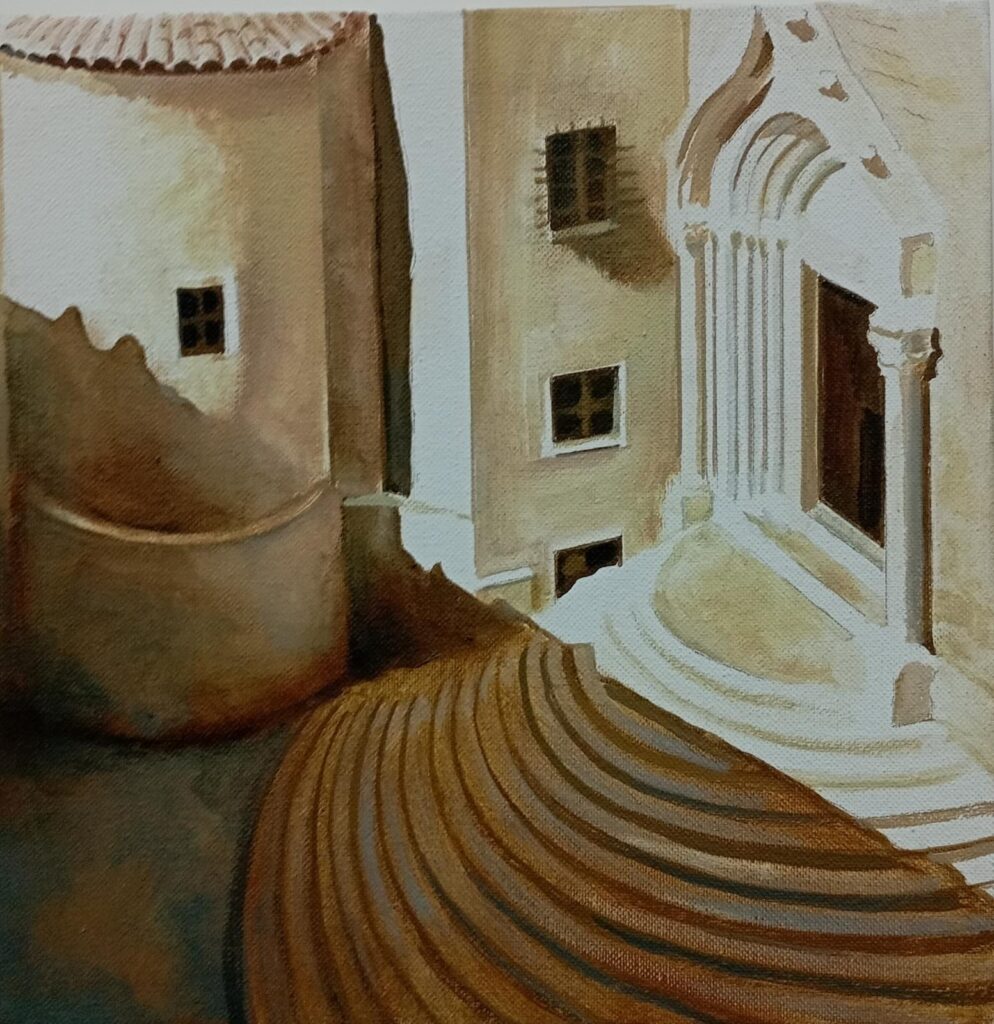 Igesia de San Sebastian, Dubrovnik 2022. Óleo/tela, 26x26 cm.