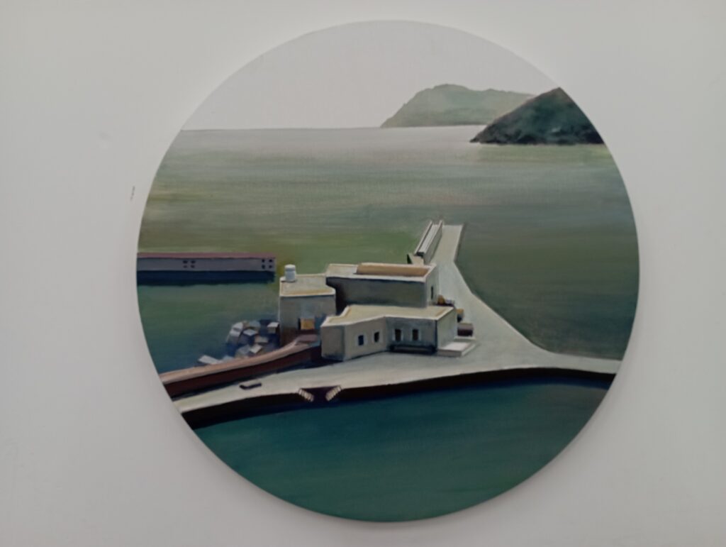 Puerto de Lípari 2022. Óleo sobre tela ,50 cm, diámetro