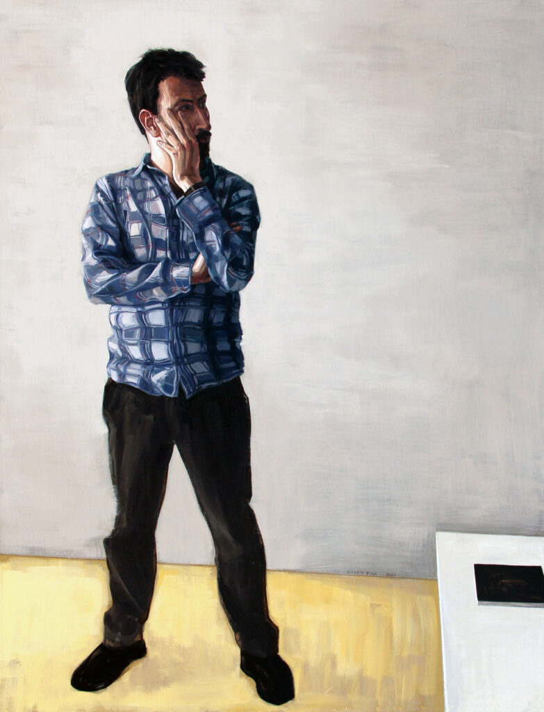 Retrato del cómico Dani Alés, 2023. Alberto Pina. Óleo sobre lienzo 116 x 89 cm.