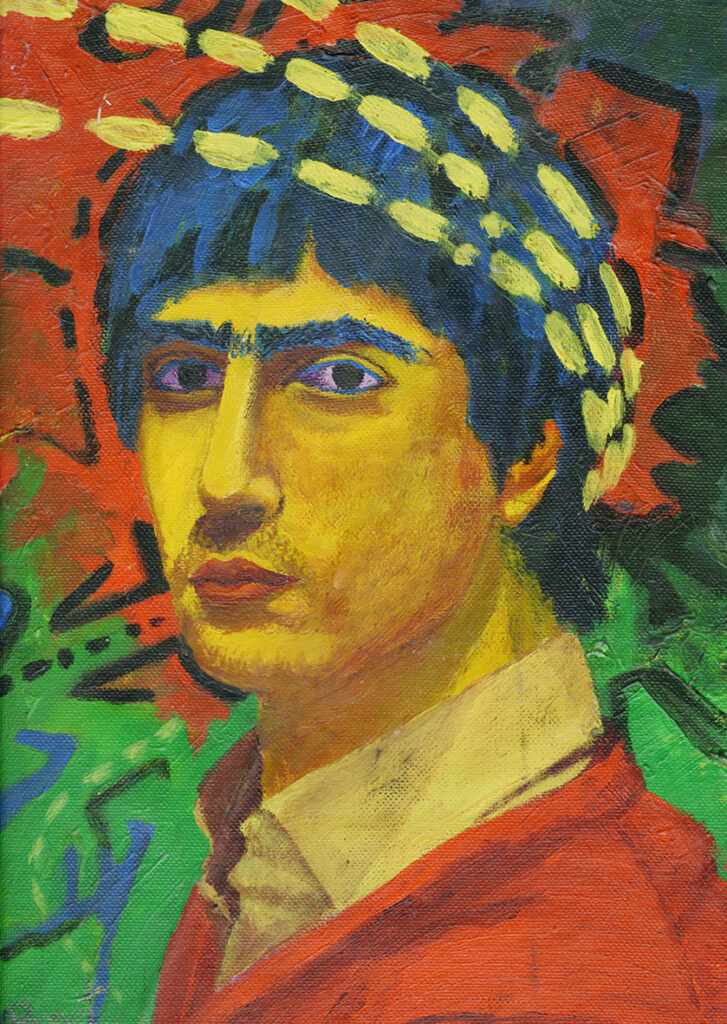 Autorretrato primario 1983. Eugenio Benet . Acrílico sobre lienzo de 20 x 30 cm. 