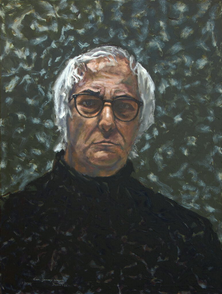 Con jersey negro 2022. Eugenio Benet. Óleo sobre lienzo de 60 x 80 cm.