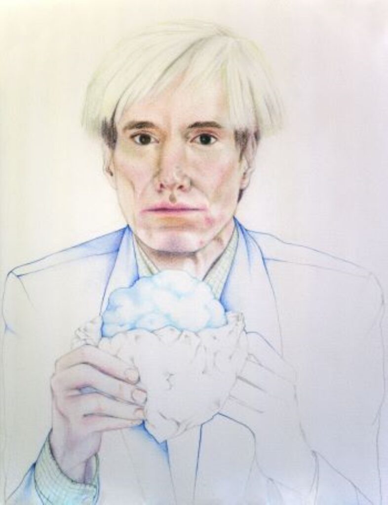 WARHOL EATING CLOUD, 2023. Lápiz/papel, 29,7x42 cm.    