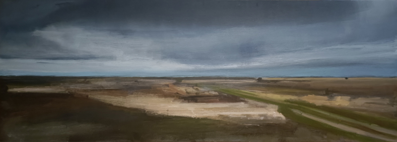 Camino de Maderuelo - Óleo sobre lienzo. 48x136 cm.