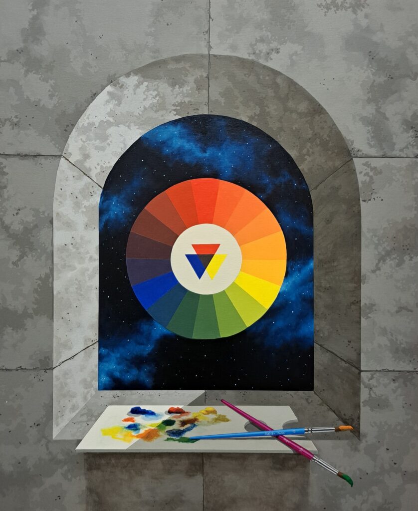 IKER SERRANO Ventana dimensional a Sigfrido, 2024 Óleo y acrílico sobre lienzo, 81 x 65 cm
