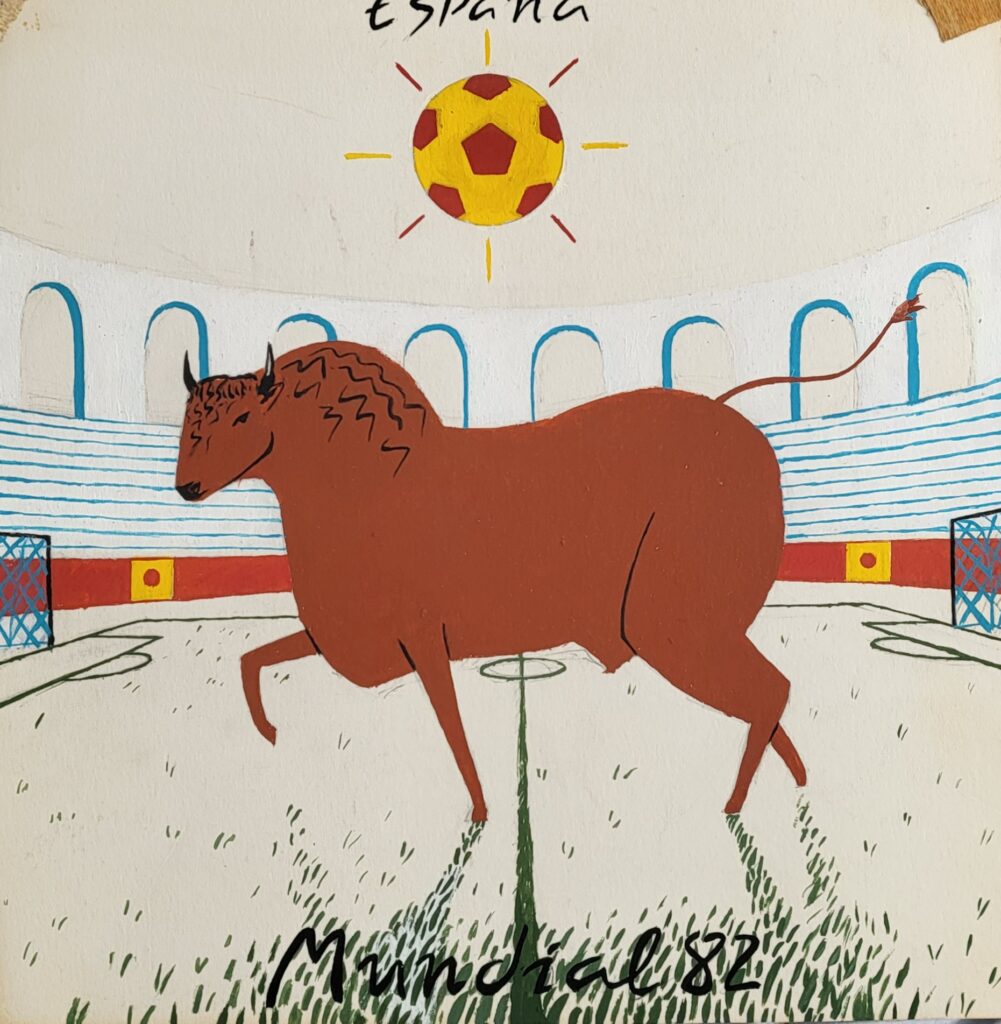 SIGFRIDO MARTÍN BEGUÉ Mundial, 1982 Mixta sobre papel, 30 x 30 cm