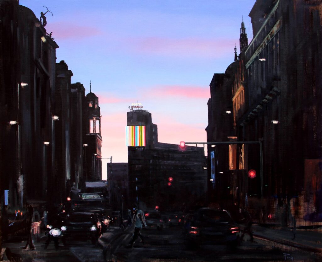 Gran Vía de noche. 2024. O/L. 65 x 81 cm.