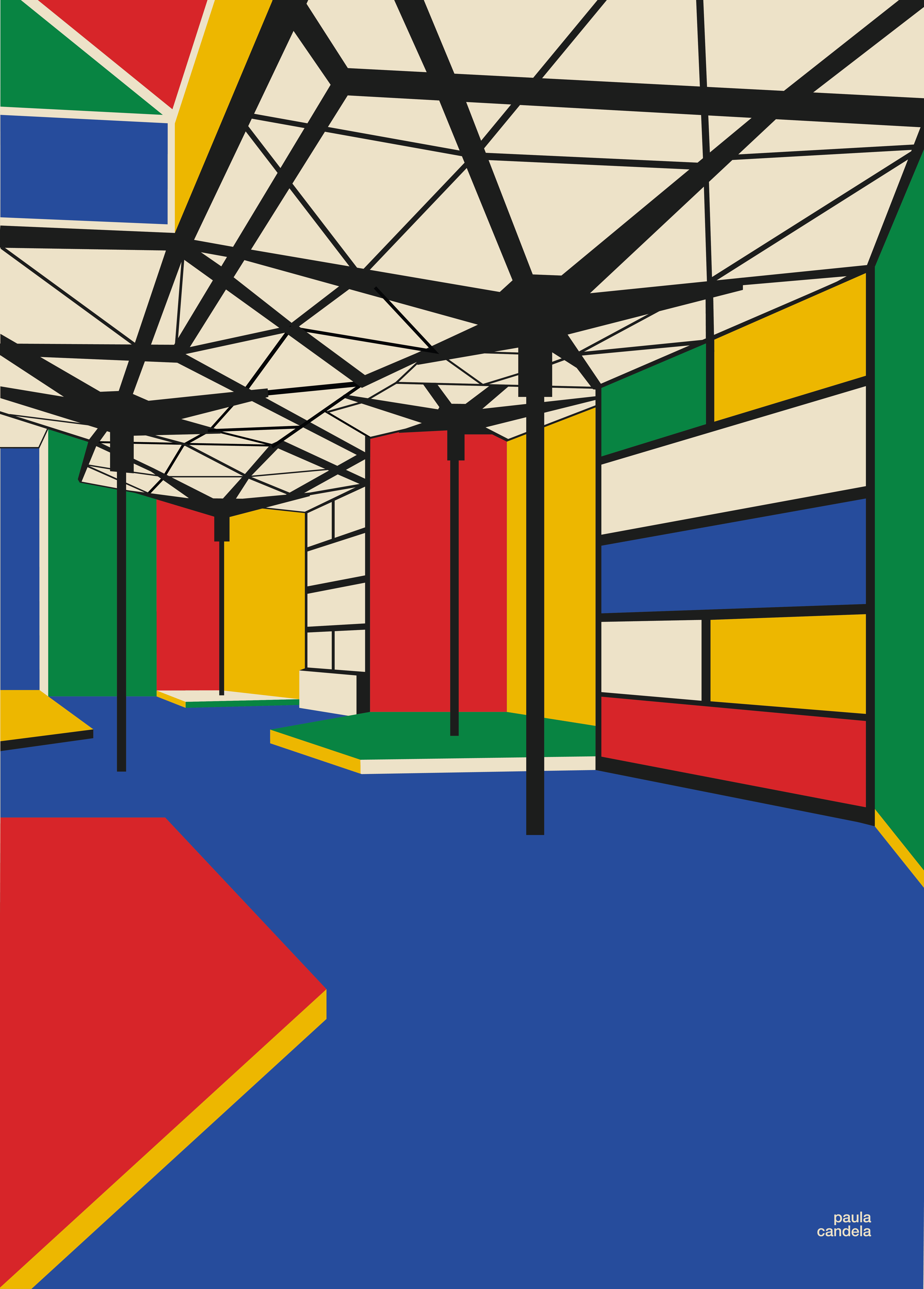 Pabellón de los Hexágonos Impresión Fine Art Giclée sobre papel Arches BFK Rives 40 x 30 cm
